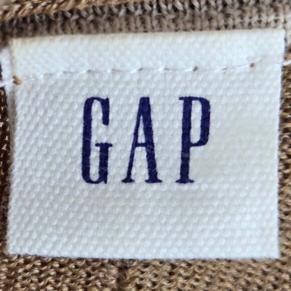 Gap Size Small Tan Vneck Button Front Cardigan Pockets 100% Fine Merino Wool - Picture 9 of 12